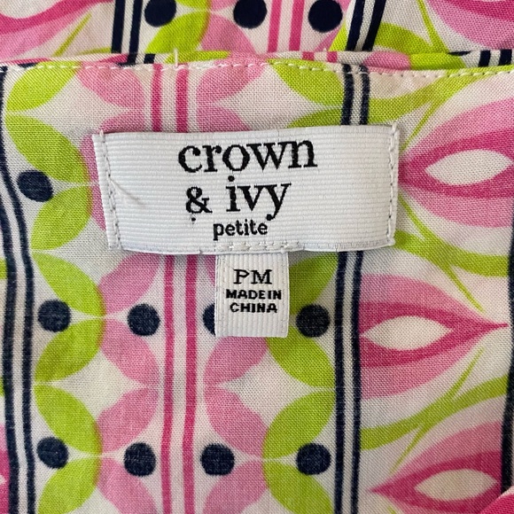 Crown & Ivy Multicolor Sleeveless Blouse Size PM I- - Picture 6 of 11